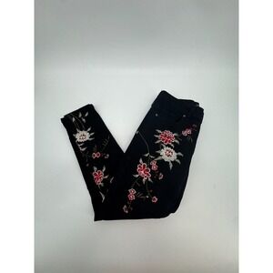 Sandpiper Womens High Rise Floral Embroidered Skinny Jeans Black Size 4 RN112642